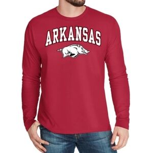 Arkansas Razorbacks Red 100% Cotton Long Sleeve T-Shirt Size 2XL